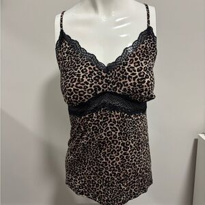 La Vie En Rose Animal Print Lace Chemise